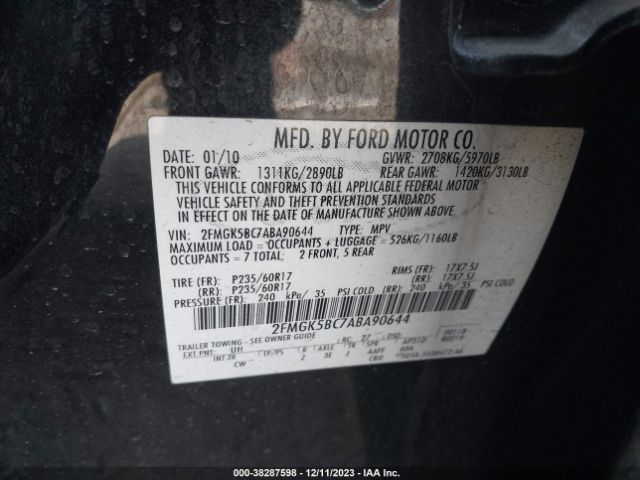 Photo 8 VIN: 2FMGK5BC7ABA90644 - FORD FLEX 