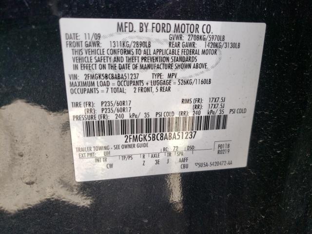 Photo 9 VIN: 2FMGK5BC8ABA51237 - FORD FLEX SE 