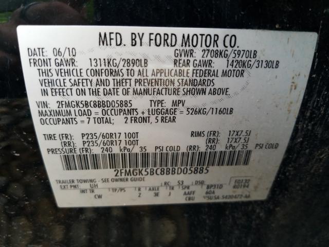 Photo 9 VIN: 2FMGK5BC8BBD05885 - FORD FLEX SE 