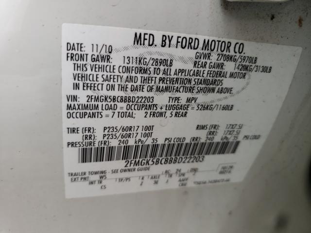 Photo 9 VIN: 2FMGK5BC8BBD22203 - FORD FLEX SE 