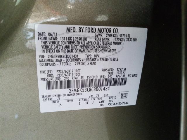 Photo 9 VIN: 2FMGK5BC8CBD01434 - FORD FLEX SE 