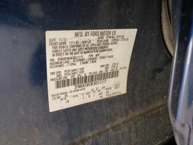 Photo 9 VIN: 2FMGK5BC8CBD15172 - FORD FLEX SE 