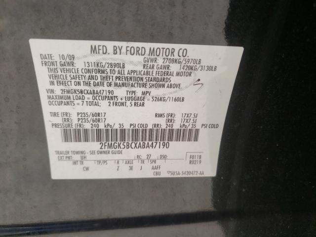 Photo 9 VIN: 2FMGK5BCXABA47190 - FORD FLEX SE 