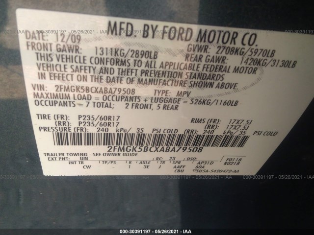 Photo 8 VIN: 2FMGK5BCXABA79508 - FORD FLEX 