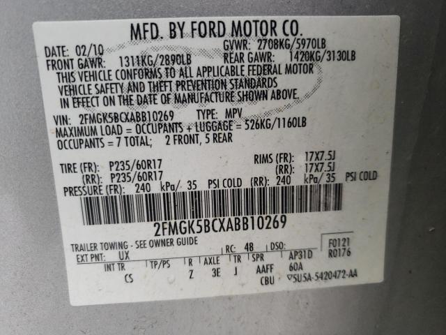 Photo 9 VIN: 2FMGK5BCXABB10269 - FORD FLEX SE 