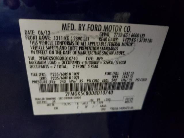 Photo 12 VIN: 2FMGK5C80DBD10740 - FORD FLEX SEL 