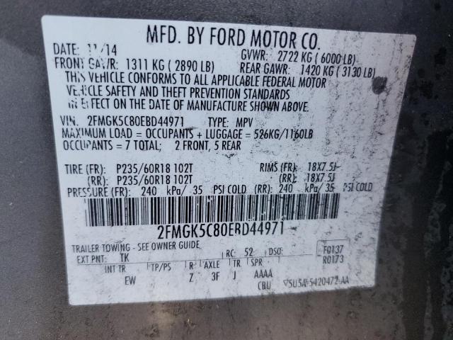 Photo 13 VIN: 2FMGK5C80EBD44971 - FORD FLEX 