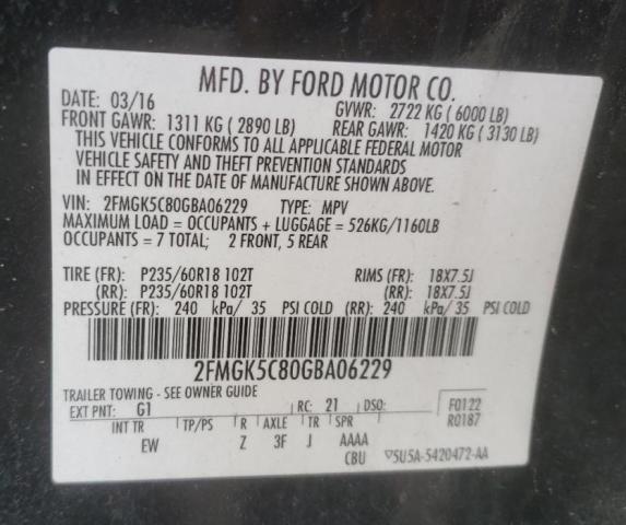 Photo 9 VIN: 2FMGK5C80GBA06229 - FORD FLEX 