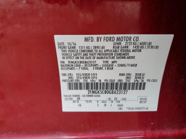 Photo 12 VIN: 2FMGK5C80GBA23127 - FORD FLEX 