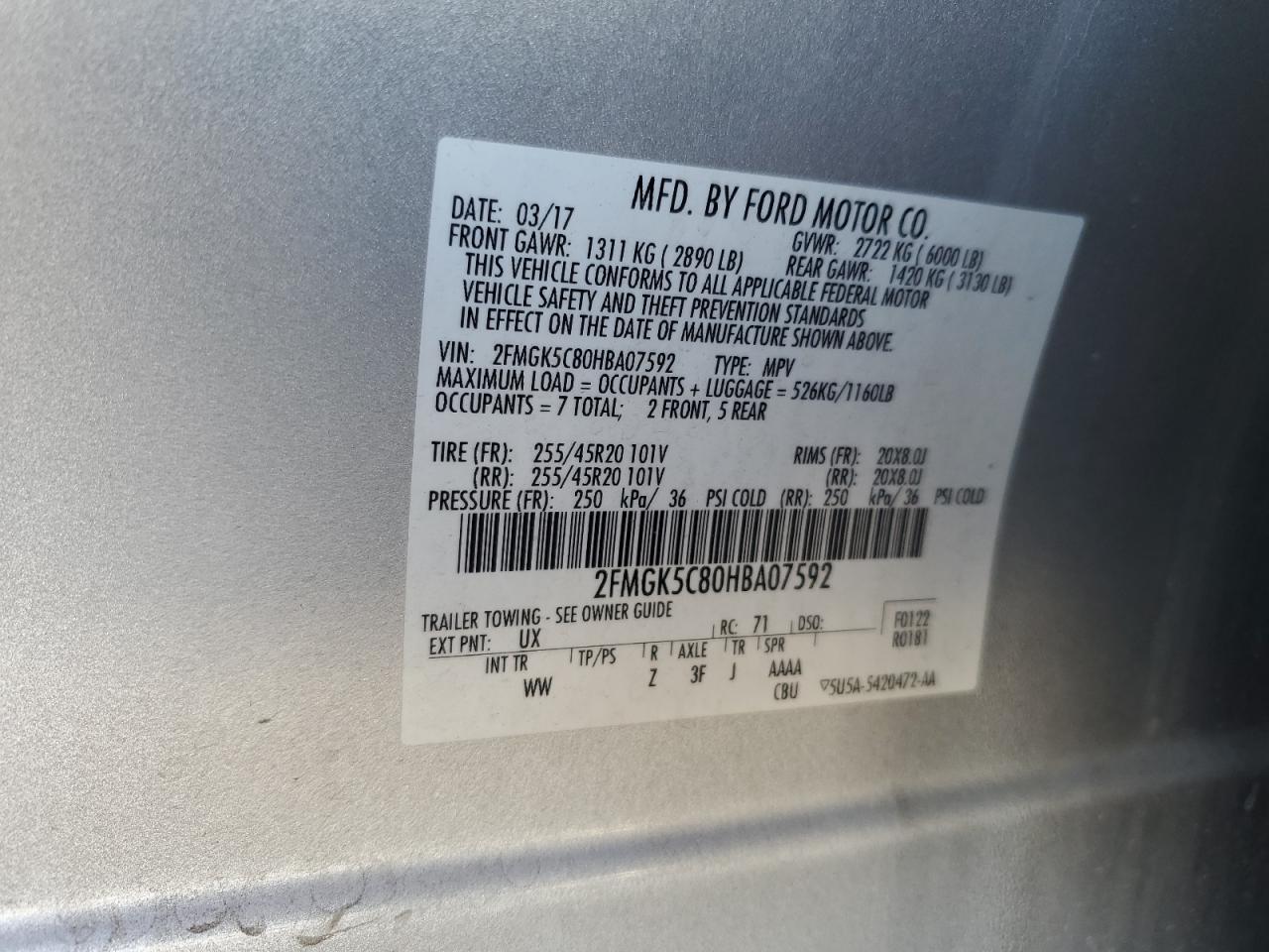 Photo 11 VIN: 2FMGK5C80HBA07592 - FORD FLEX 