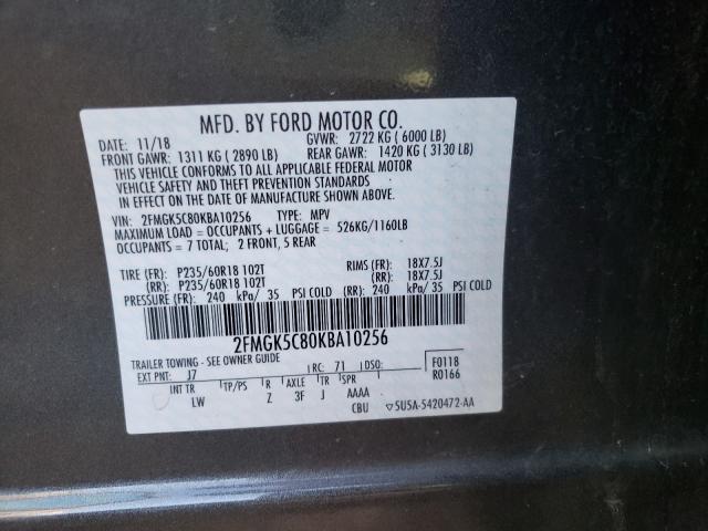 Photo 9 VIN: 2FMGK5C80KBA10256 - FORD FLEX SEL 