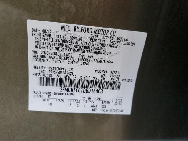 Photo 13 VIN: 2FMGK5C81DBD16403 - FORD FLEX 