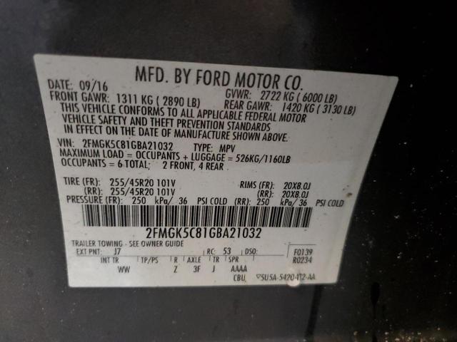 Photo 12 VIN: 2FMGK5C81GBA21032 - FORD FLEX SEL 