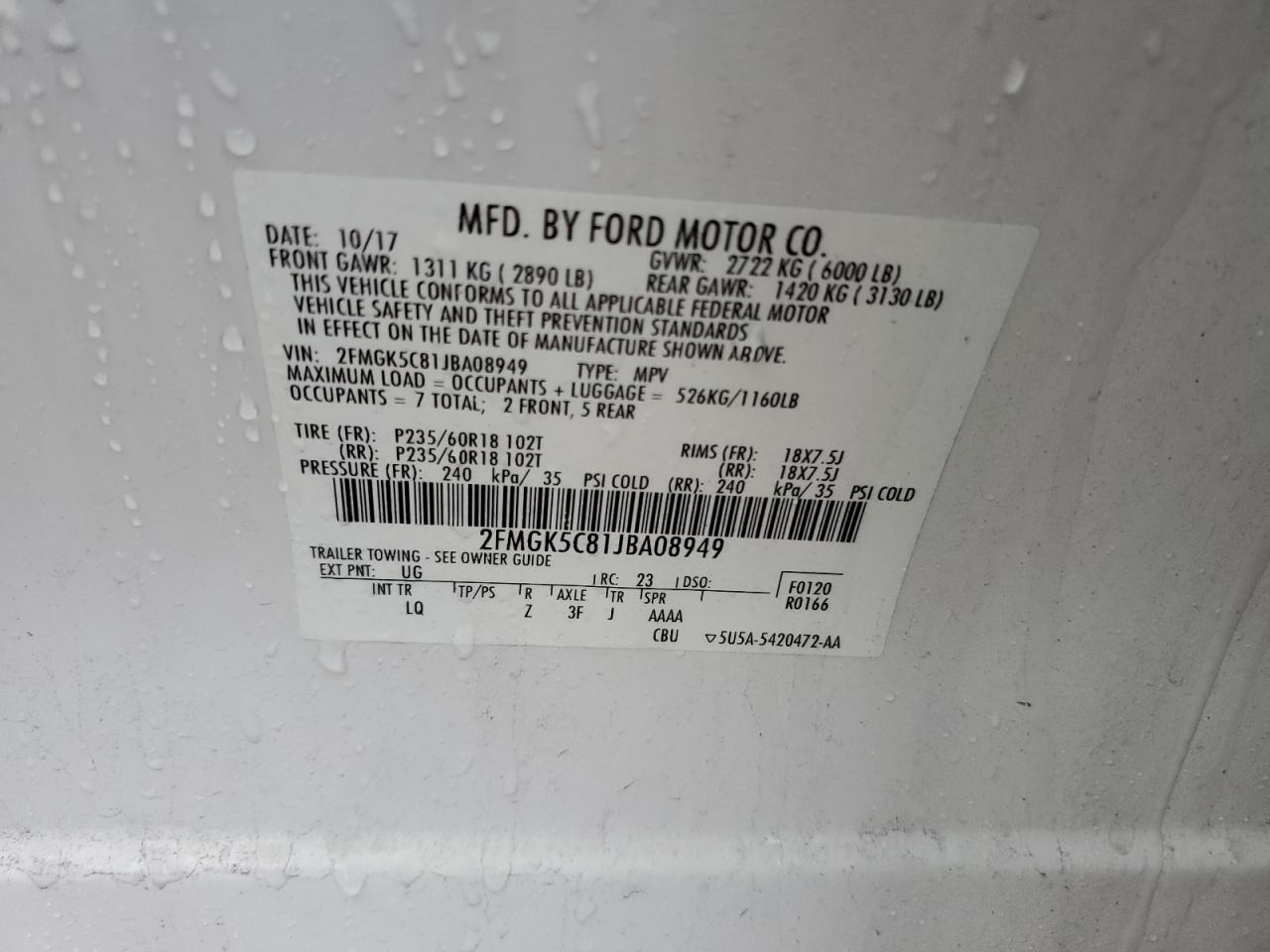 Photo 12 VIN: 2FMGK5C81JBA08949 - FORD FLEX 