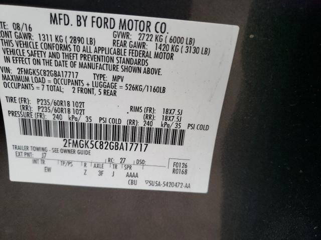 Photo 12 VIN: 2FMGK5C82GBA17717 - FORD FLEX SEL 