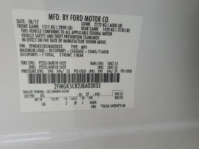 Photo 12 VIN: 2FMGK5C82JBA03033 - FORD FLEX SEL 