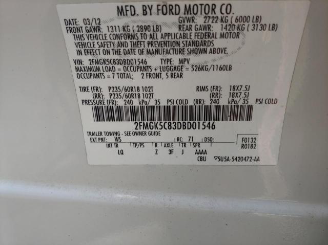 Photo 9 VIN: 2FMGK5C83DBD01546 - FORD FLEX 