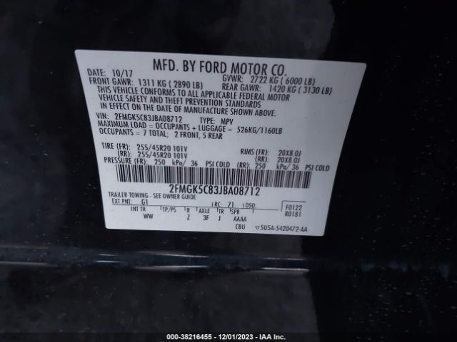 Photo 8 VIN: 2FMGK5C83JBA08712 - FORD FLEX 