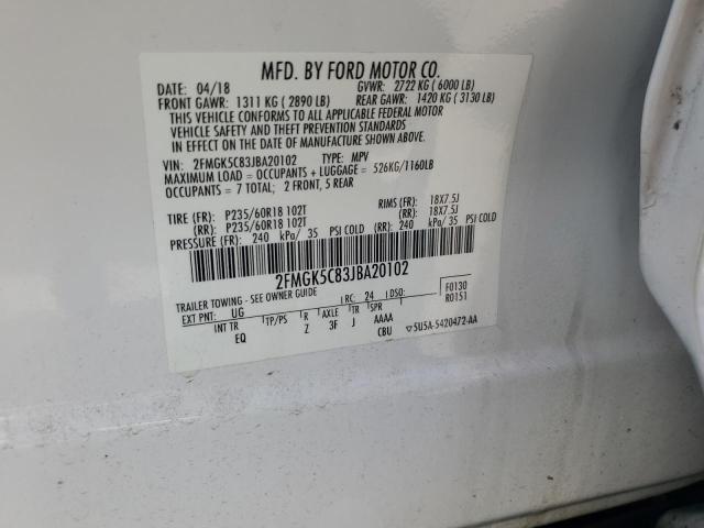 Photo 12 VIN: 2FMGK5C83JBA20102 - FORD FLEX SEL 