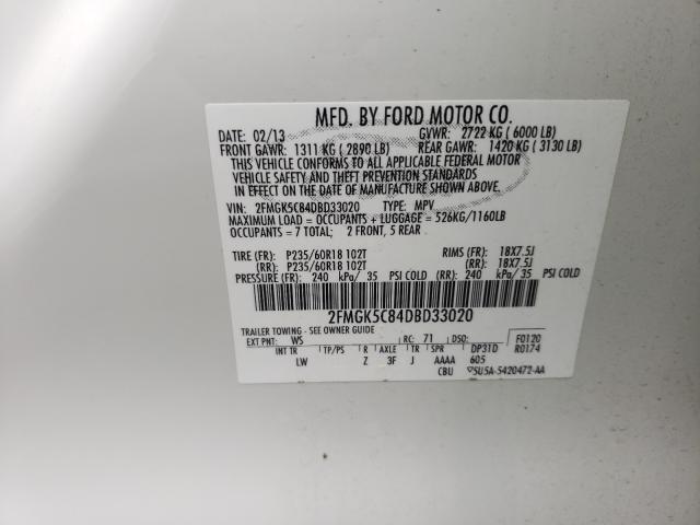 Photo 9 VIN: 2FMGK5C84DBD33020 - FORD FLEX SEL 