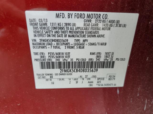 Photo 12 VIN: 2FMGK5C84DBD35639 - FORD FLEX SEL 