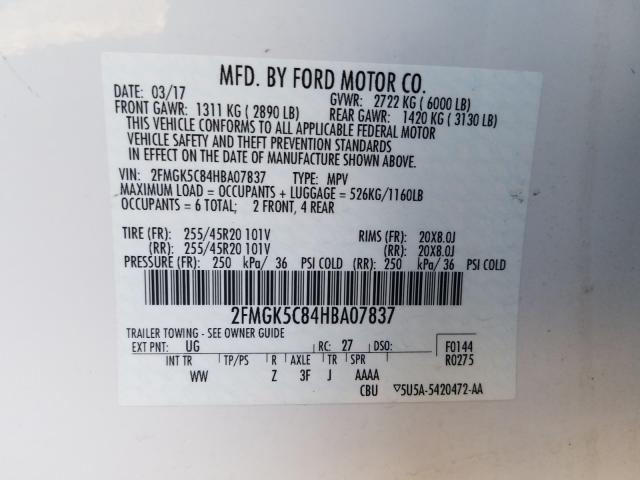 Photo 9 VIN: 2FMGK5C84HBA07837 - FORD FLEX SEL 