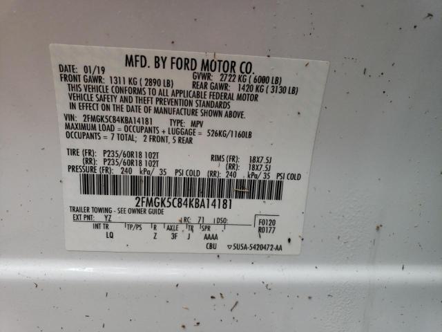 Photo 9 VIN: 2FMGK5C84KBA14181 - FORD FLEX SEL 