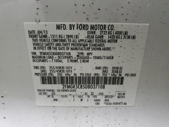 Photo 13 VIN: 2FMGK5C85DBD37108 - FORD FLEX 