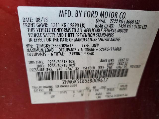 Photo 13 VIN: 2FMGK5C85EBD09617 - FORD FLEX 