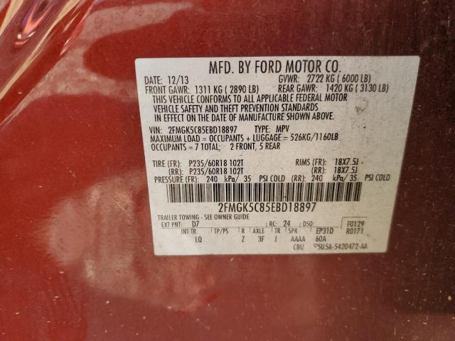 Photo 12 VIN: 2FMGK5C85EBD18897 - FORD FLEX 