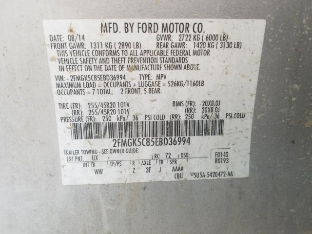 Photo 9 VIN: 2FMGK5C85EBD36994 - FORD FLEX SEL 