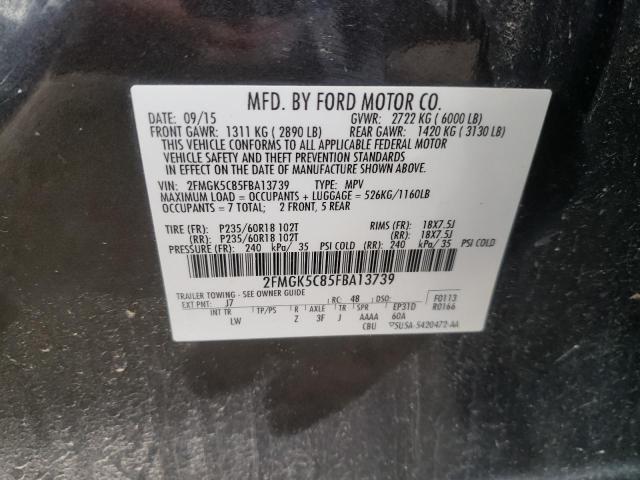 Photo 9 VIN: 2FMGK5C85FBA13739 - FORD FLEX SEL 