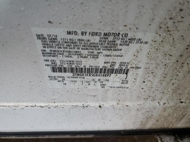 Photo 12 VIN: 2FMGK5C85GBA14892 - FORD FLEX SEL 