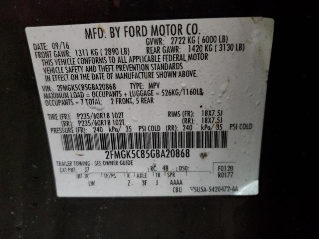 Photo 12 VIN: 2FMGK5C85GBA20868 - FORD FLEX 