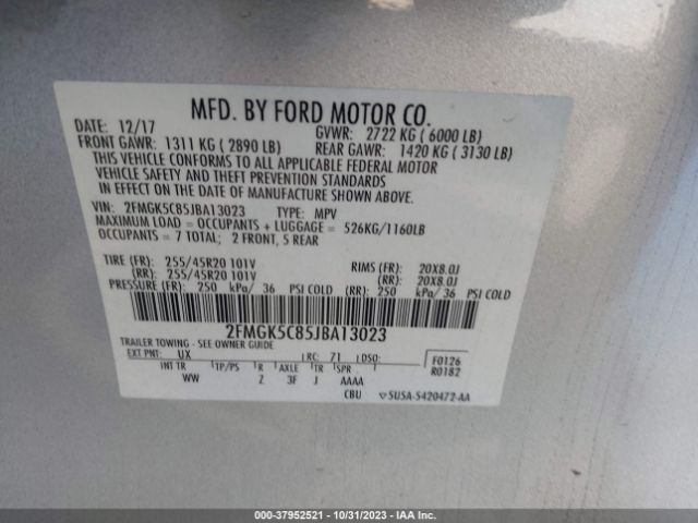 Photo 8 VIN: 2FMGK5C85JBA13023 - FORD FLEX 