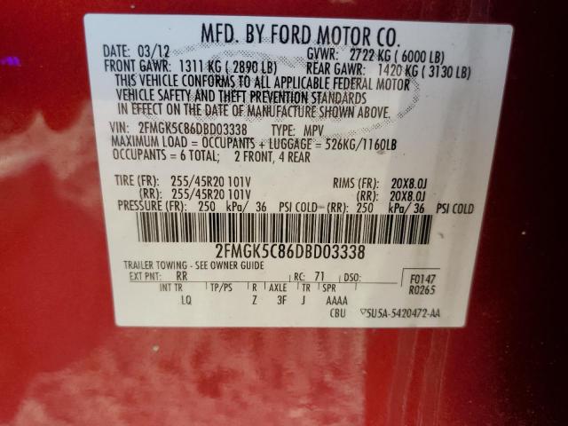 Photo 12 VIN: 2FMGK5C86DBD03338 - FORD FLEX SEL 