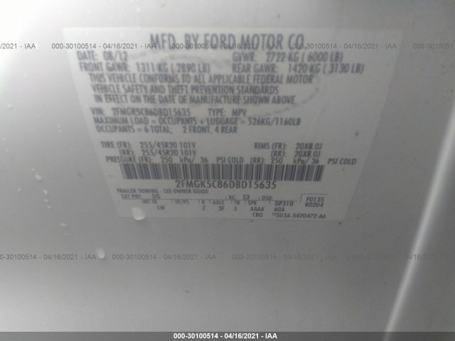 Photo 8 VIN: 2FMGK5C86DBD15635 - FORD FLEX 