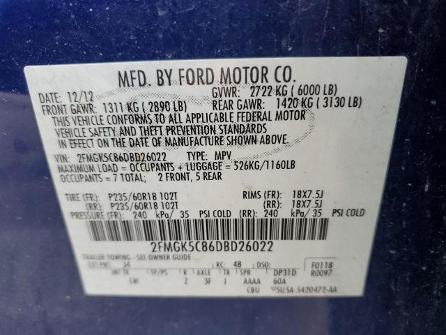 Photo 13 VIN: 2FMGK5C86DBD26022 - FORD FLEX SEL 