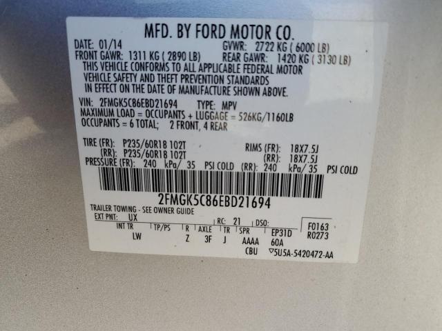 Photo 13 VIN: 2FMGK5C86EBD21694 - FORD FLEX SEL 