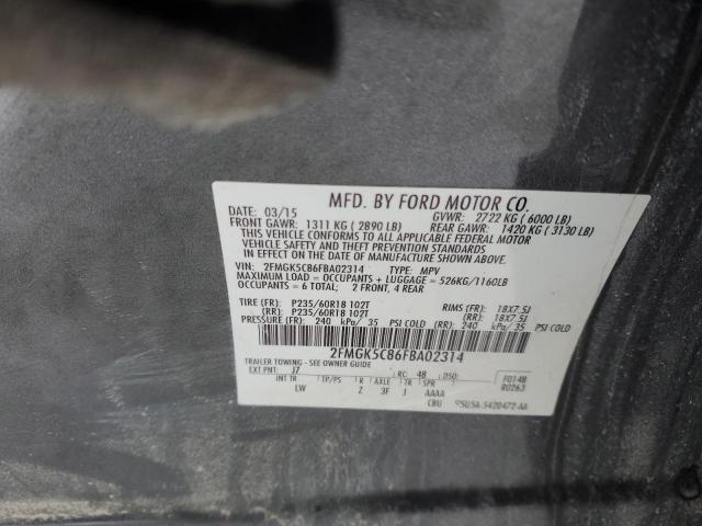 Photo 13 VIN: 2FMGK5C86FBA02314 - FORD FLEX 