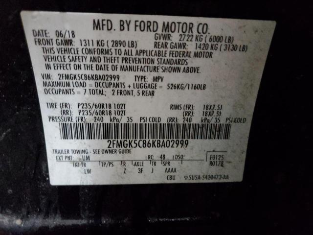 Photo 12 VIN: 2FMGK5C86KBA02999 - FORD FLEX 