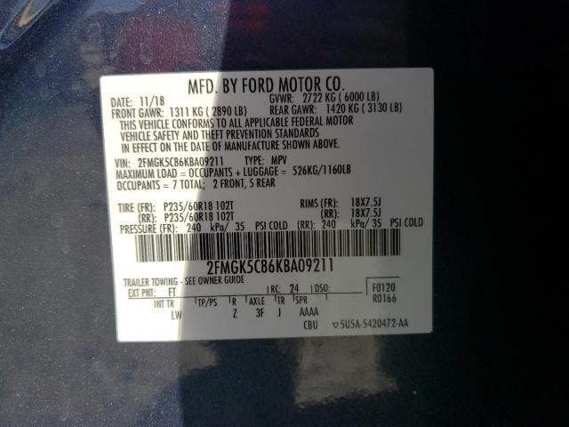 Photo 13 VIN: 2FMGK5C86KBA09211 - FORD FLEX SEL 