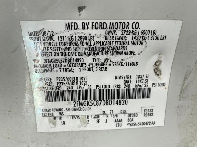 Photo 9 VIN: 2FMGK5C87DBD14820 - FORD FLEX SEL 