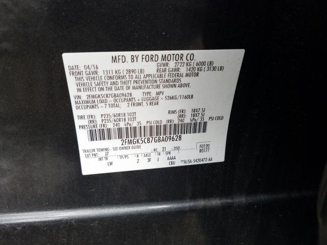 Photo 9 VIN: 2FMGK5C87GBA09628 - FORD FLEX SEL 