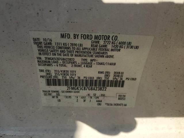 Photo 12 VIN: 2FMGK5C87GBA23822 - FORD FLEX SEL 