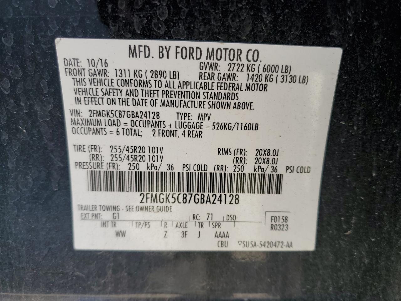 Photo 13 VIN: 2FMGK5C87GBA24128 - FORD FLEX 