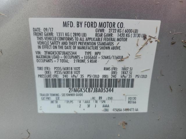 Photo 13 VIN: 2FMGK5C87JBA05344 - FORD FLEX SEL 