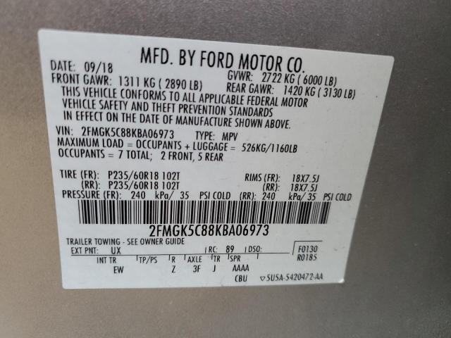 Photo 13 VIN: 2FMGK5C88KBA06973 - FORD FLEX SEL 