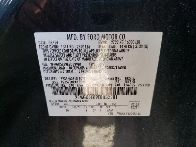 Photo 9 VIN: 2FMGK5C89EBD32981 - FORD FLEX SEL 