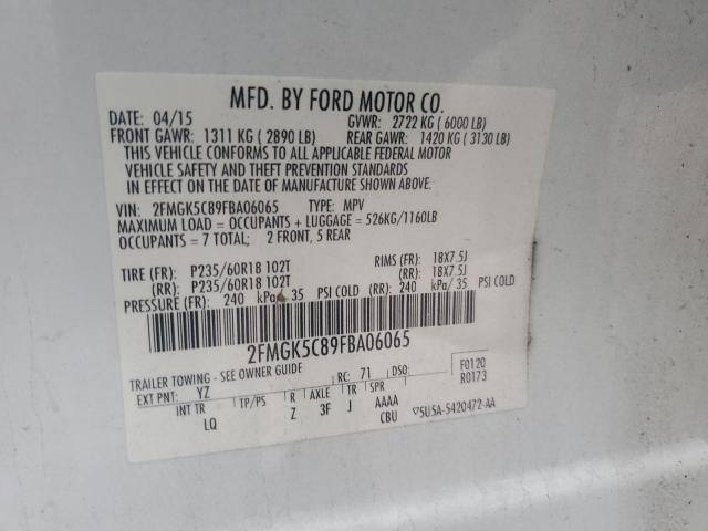 Photo 12 VIN: 2FMGK5C89FBA06065 - FORD FLEX 